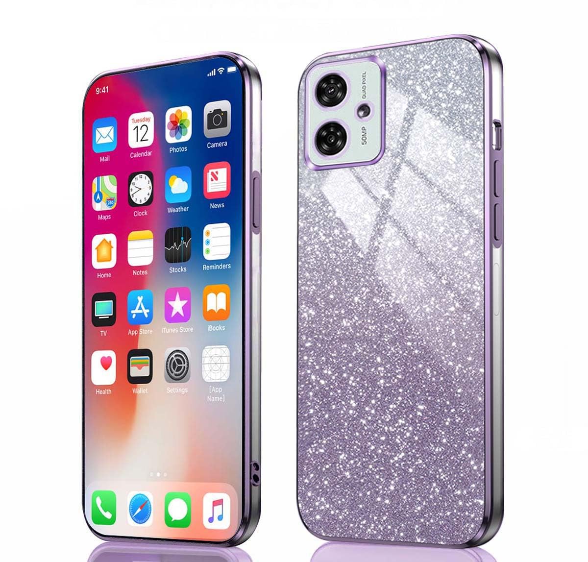 GOKEN Handyhülle Für Motorola Moto G54 – Stoßfest, TPU Silikon, Glitzer-Effekt, Verlauf Blau