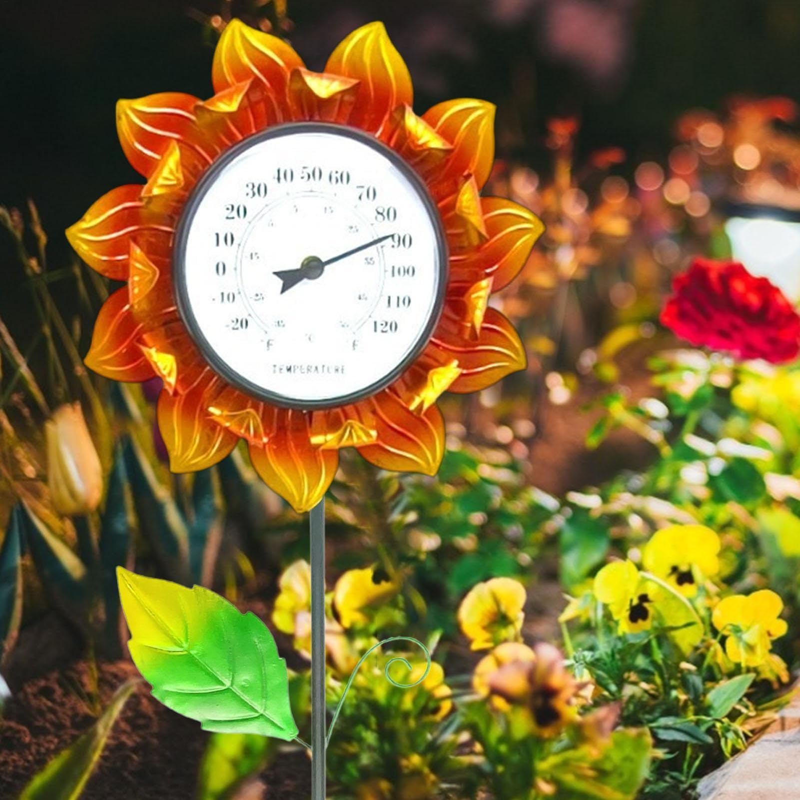 Termómetro decorativo al aire libre – Dispositivo de seguimiento | meteorológico, sensor de suelo duradero para plantas de jardín, patio, césped, fácil instalación. Termómetro exterior | Termó