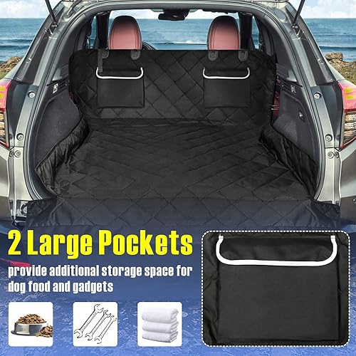 Miniatura 5 de F-color Forro de carga para perros SUV, cubierta de carga impermeable para mascotas, tapete para asiento de perro, para SUV, sedán, furgonetas con 2