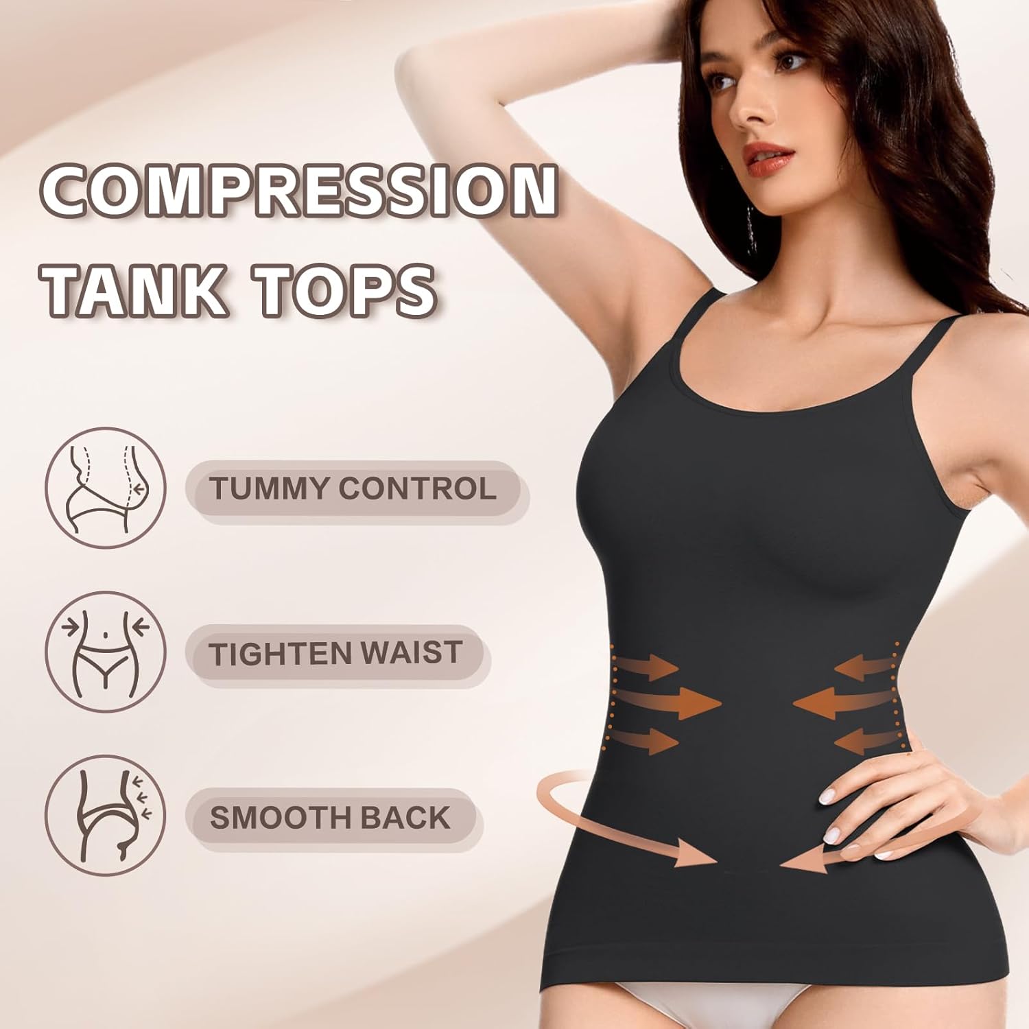 Compression Tank Tops for Women Tummy Control Shapewear Camisole Seamless Body Shaper Cami - Image 2