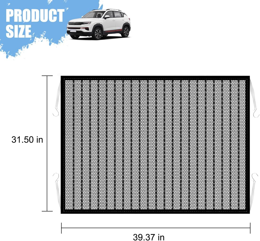 Car Grille Protection Net, 39.4" × 31.5" Dustproof High-Density Vehicle Front Grill Air Intake Mesh with 4PCS Hooks, Automotive Exterior Accessories, Universal for Sedan Truck SUV