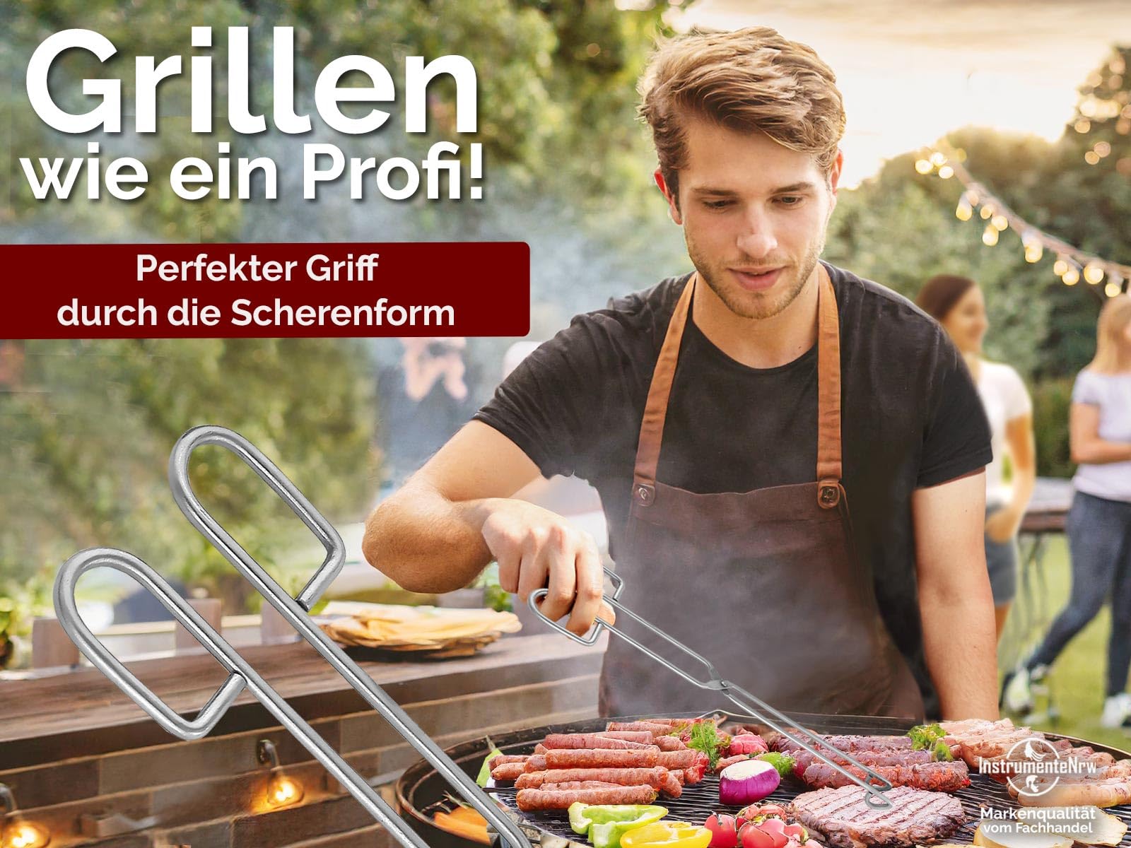 PROFI Grillzange - Grillpinzette 30 cm EDELSTAHL