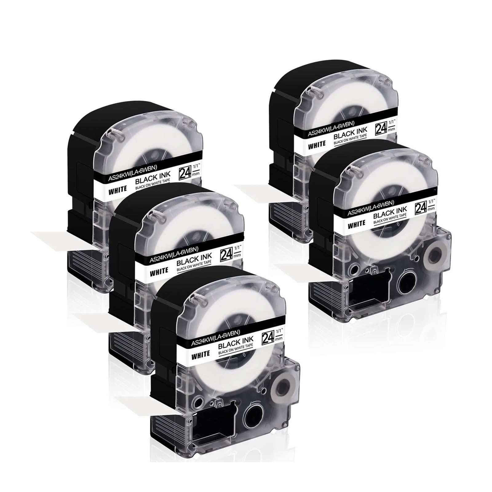 5pcs Nastro For Etichette Da 24 Mm X 8 M Compatibile Con Epson AS24KW