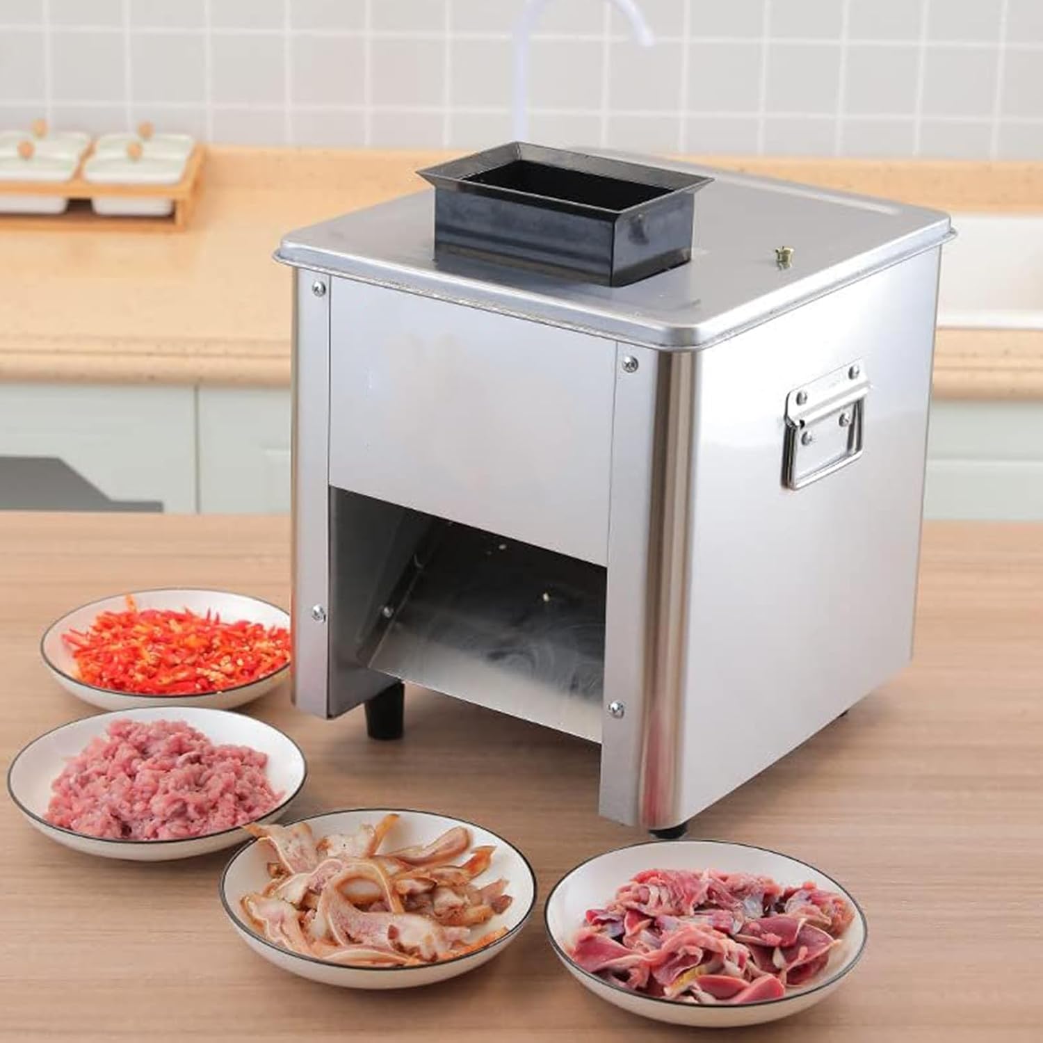 Electric Meat Cutting Machine,850W Commercial Stainless Steel Meat Cutter Cutting Machine,Slicer Cutter/Shredder Machine/Dicer Cutter, Automatic Vegetable Cutting Machine,Easy to Clean,2.5mm