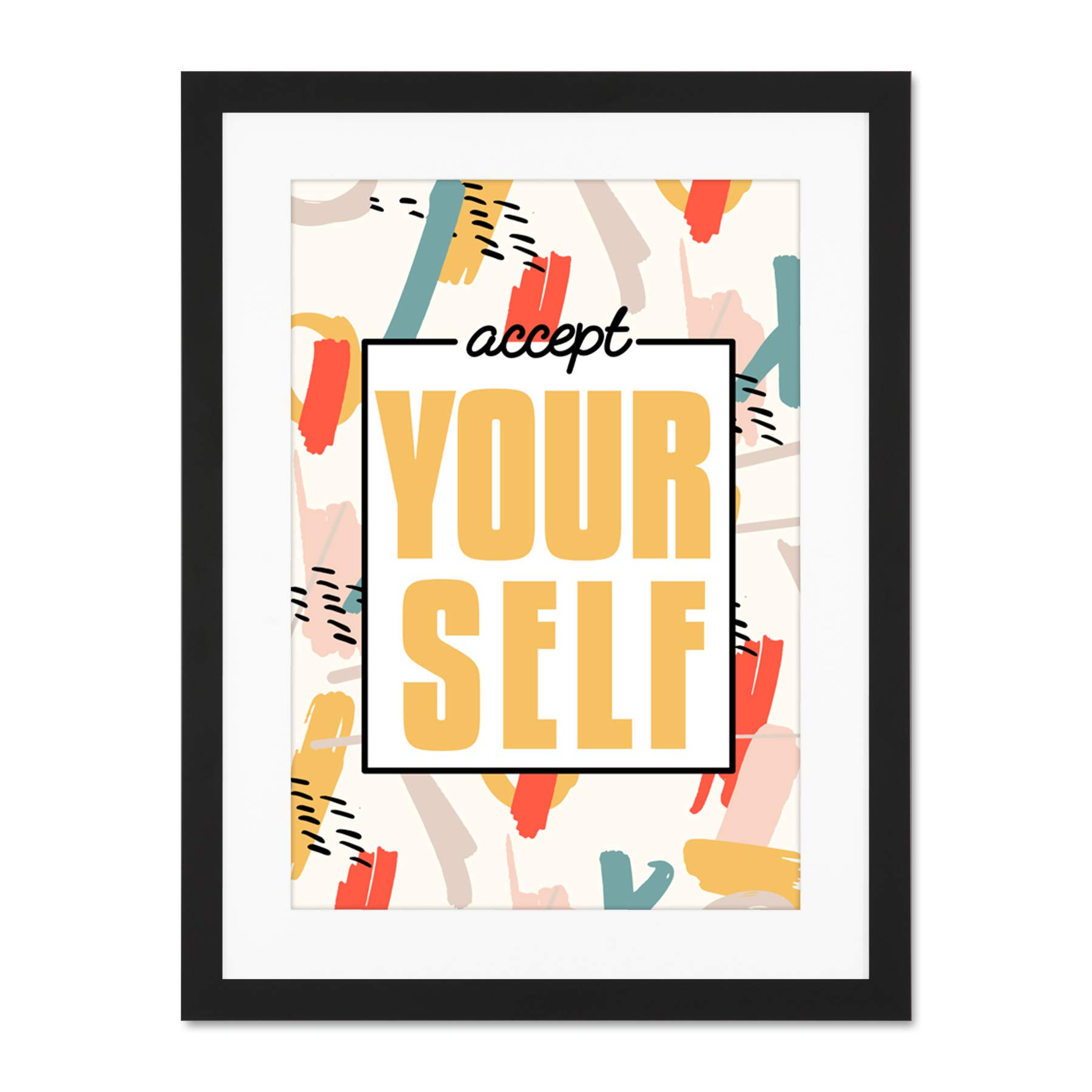 Wee Blue Coo Funky Affirmation Accept Yourself Large Framed Art Print Wall Poster 18x24 inch