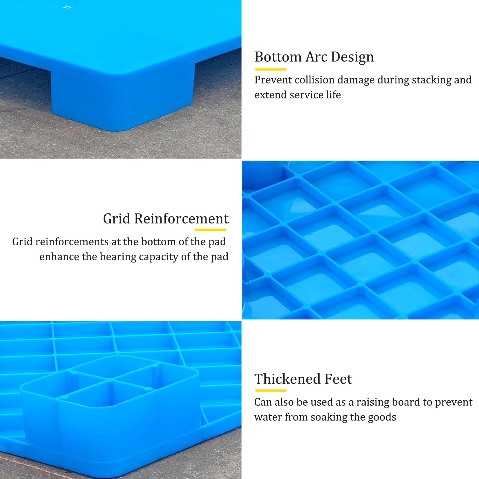 Pallet in plastica resistente, scaffale impermeabile per deposito per magazzini, piattaforma per spedizioni industriali (grigio, 1 pezzo, 59,9 x 50 x 11,9 cm), resistente all'usura, ideale per garage