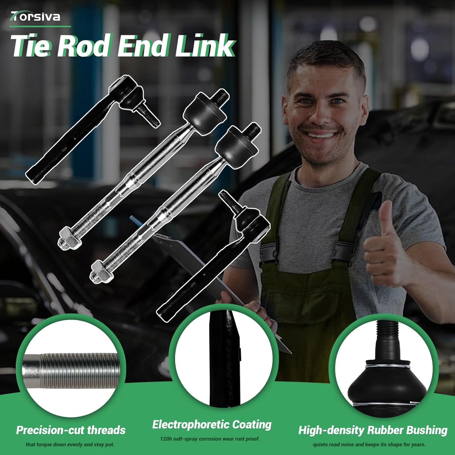 4PCS Front Suspension Inner Outer Tie Rod End Link Compatible with for Mazda 2014 2015 2016 2017 2018 Mazda 3/3 Sport, 2014-2017 Mazda 6 ES801063 ES801062 EV801067