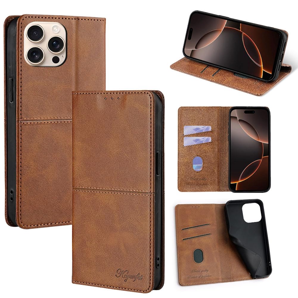 Phone Case Compatible with Huawei P10 Plus Kickstand Flip Wallet Card Slot Magnetic Closure Brown2
