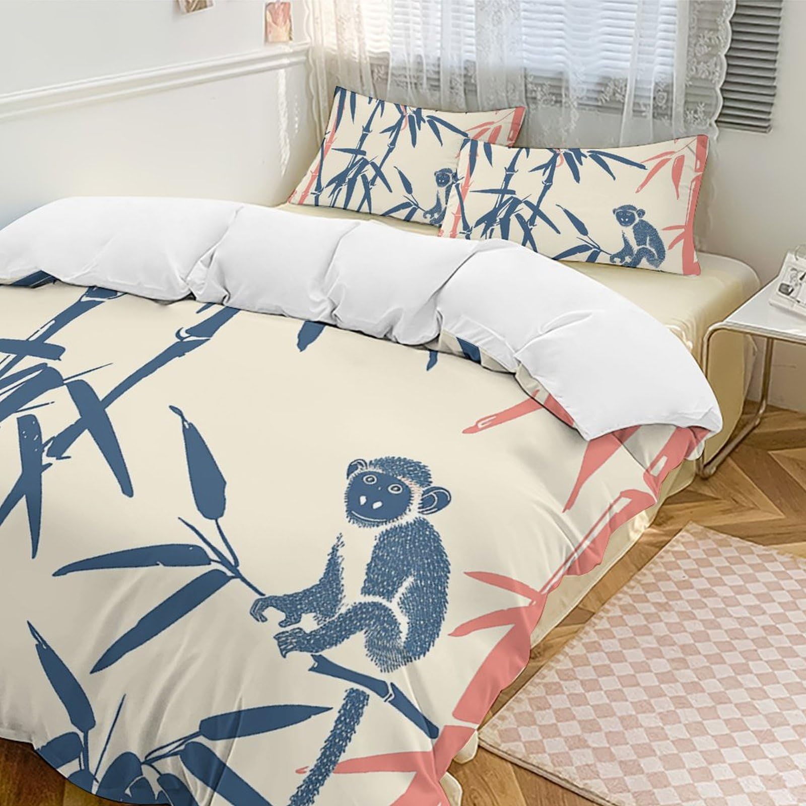 Funda de edredón con diseño tropical de mono para un dormitorio fresco y acogedor todo el año