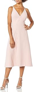 Women's Emily Sleeveless Fit & Flare Button Detail Midi Dress