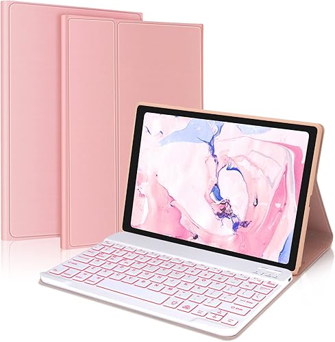 Funda de teclado para Samsung Galaxy Tab A8 de 10.5 pulgadas 2022, 7 colores retroiluminados y teclado Bluetooth desmontable magnético, funda