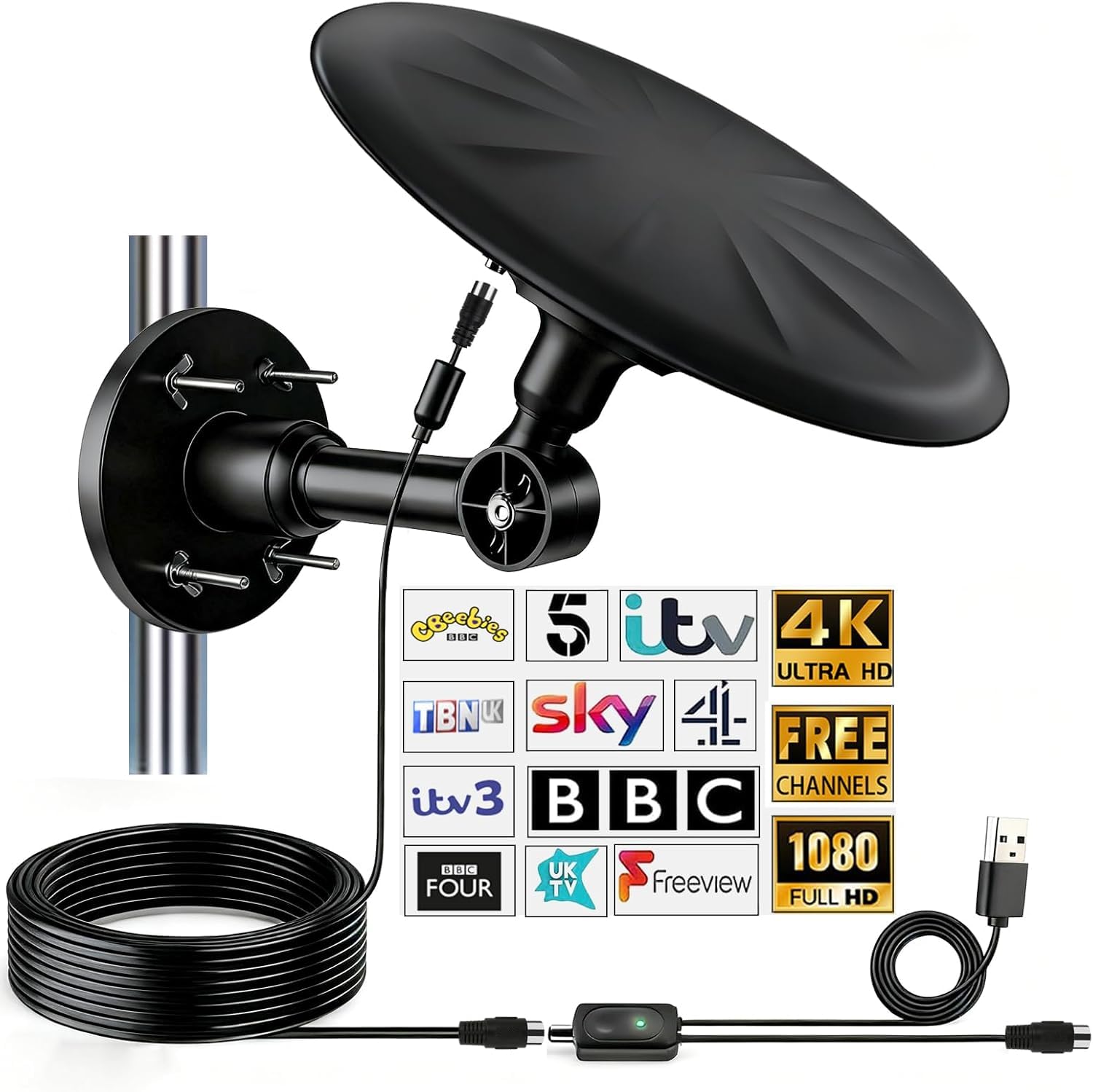 Antenne TV Exterieure Puissante HD 4K
