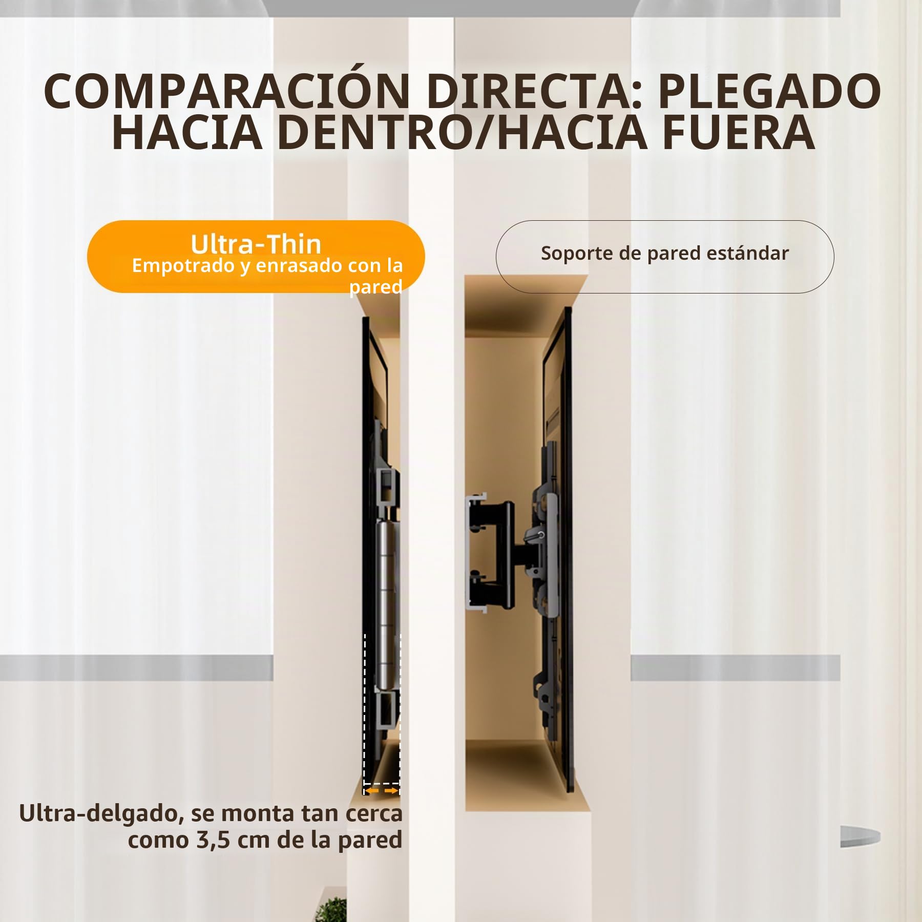Soporte TV de Pared 10 Brazos Gran Carga 180 kg para Televisiones 70-120 Pulgadas, Articulado con Placa Separada, VESA 800x600 mm, Diseño Ultradelgado 35mm
