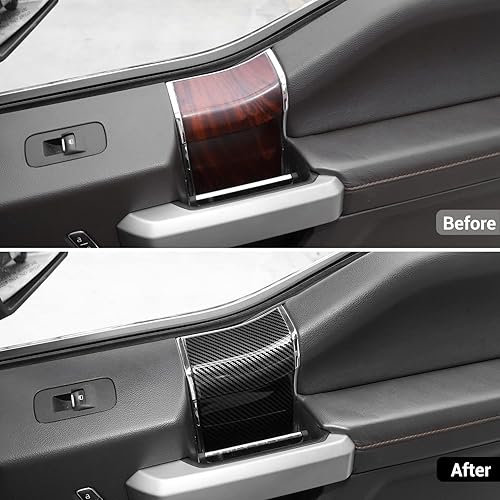 Miniatura 9 de Hoolcar Cubierta de ABS para manija de puerta interior, accesorios para Ford F150 2015-2020, grano de madera negro