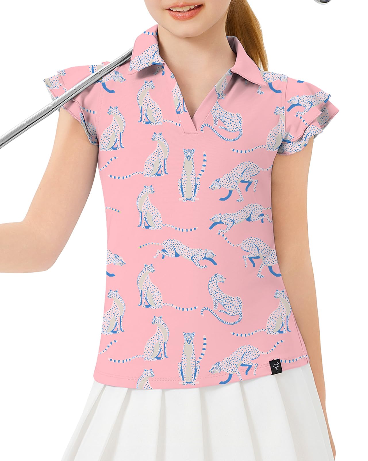 Soneven Tops Teenager Mädchen T-Shirt Bluse Kinder Rüschen Ärmel Tshirt Klamotten Sommer V Ausschnitt Golf Polo Sport Shirt