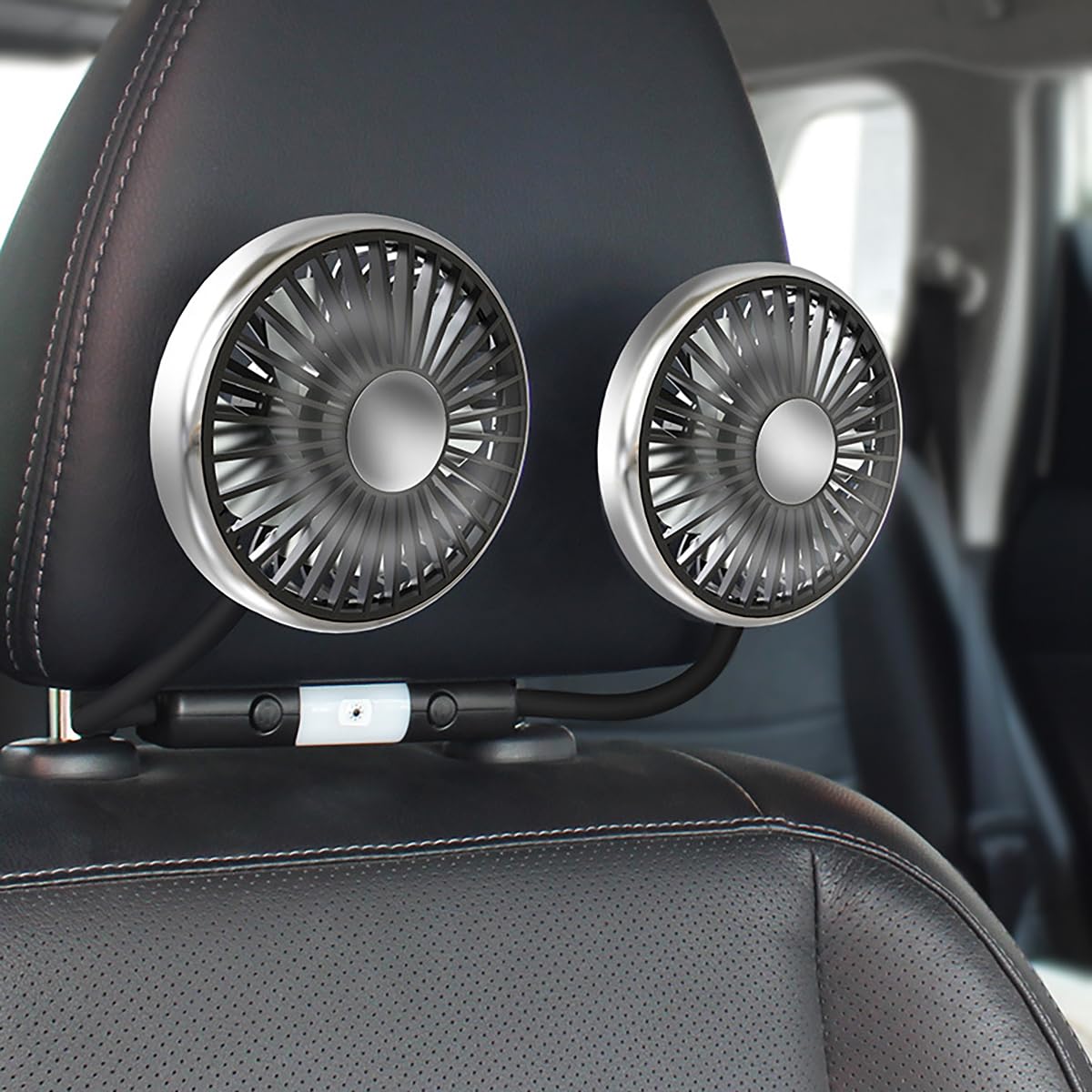 STHIRA® Fan for Car Back Seat Car USB Fan with Dual Head 3-Speed Adjustable Cooling Air Fan with 360° Rotation Independent Switch USB Fan for Car Compact Design For Auto Headrest, Ideal for Cars/SUVs-image-43