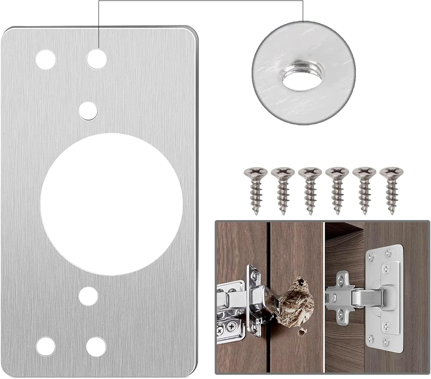 Hinge Repair Plate,8 Pcs Hinge Repair Brackets with Screws Plate for Kitchen Cupboard Locker Door Hinge Shims
