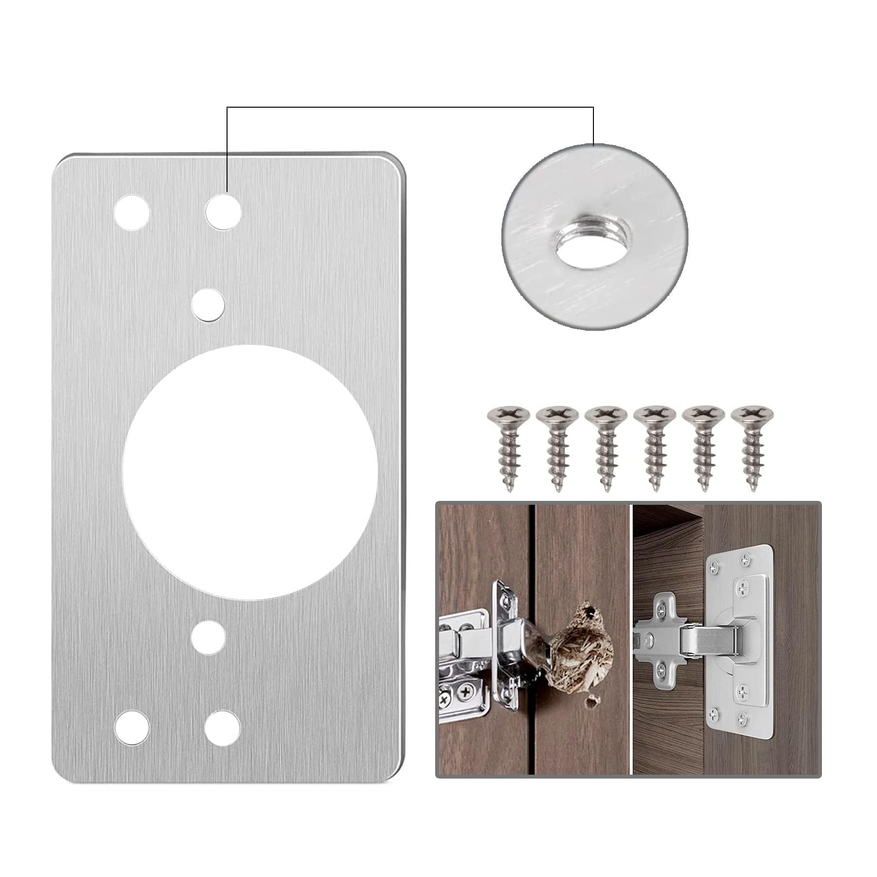 Hinge Repair Plate,8 Pcs Hinge Repair Brackets with Screws Plate for Kitchen Cupboard Locker Door Hinge Shims - Image 3