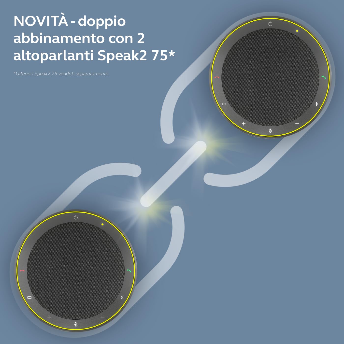Jabra Speak2 75 Speaker Bluetooth Senza Fili per Lavoro, Grigio Scuro | 4 microfoni a cancellazione di rumore, altoparlanti da 65 mm, funzione di collegamento USB-A e USB-C, per Microsoft Teams