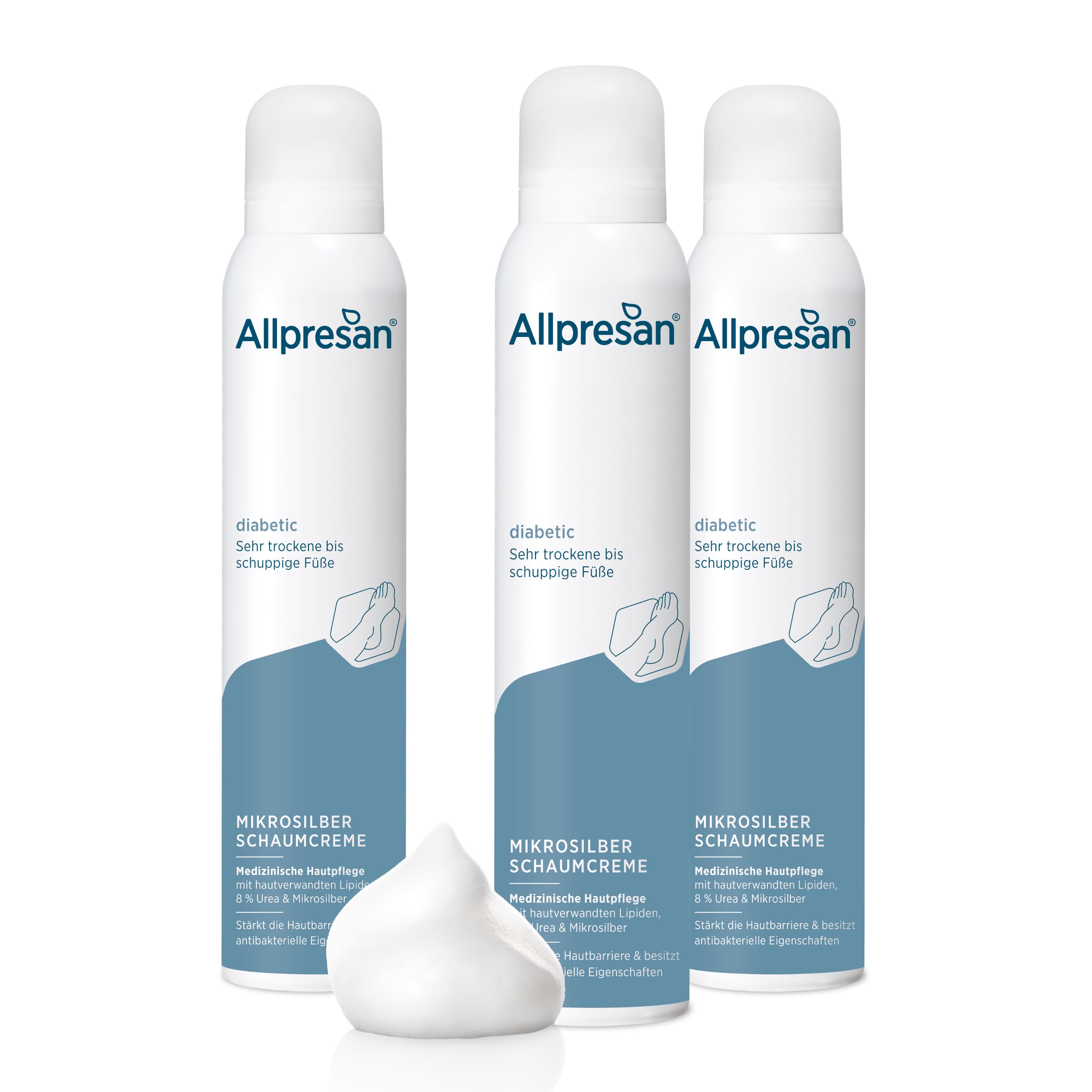 Allpresan diabetic MIKROSILBER Schaumcreme 200 ml (3er Pack)