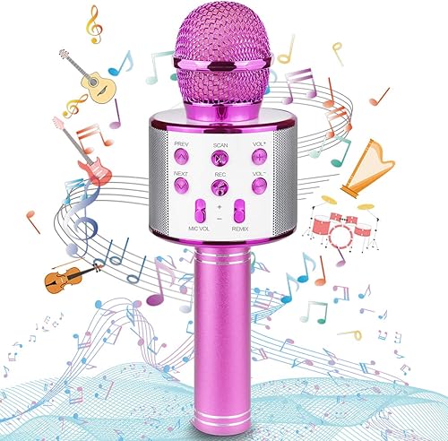 Ranphykx - Micrófono inalámbrico Bluetooth de Karaoke para niños, los mejores regalos de cumpleaños, juguetes para niños y niñas de 9, 10, 11 y 12,