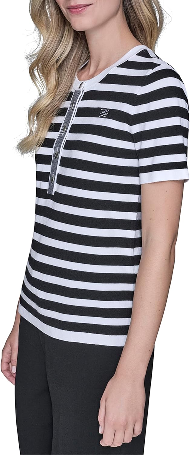 Karl Lagerfeld Women's Stripe Classic Fashion Sweater