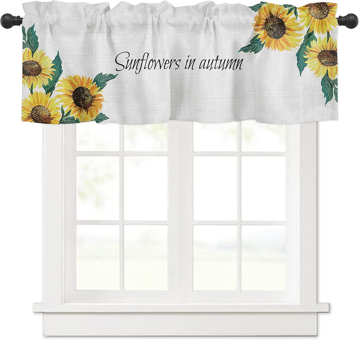 Kitchen Curtains Valances, Sunflower in The Autumn Fall