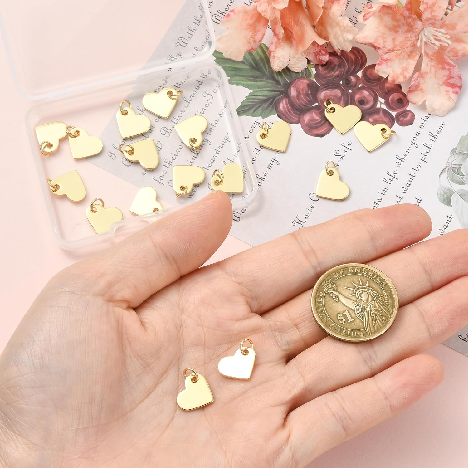 Heart Charms for Jewelry Making Gold Charms Pendants for Bracelet Necklace Earring Keychain DIY Supplies - Image 3