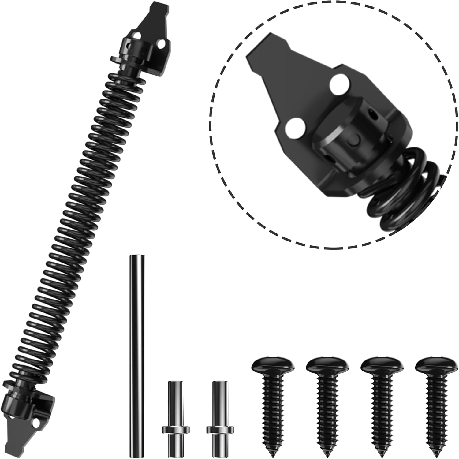 14" Gate Spring Self Closing Heavy Duty Outdoor Door Spring Automatic Gate Closer, Adjustable for Wooden and Vinyl Fence, Black,4 Pack