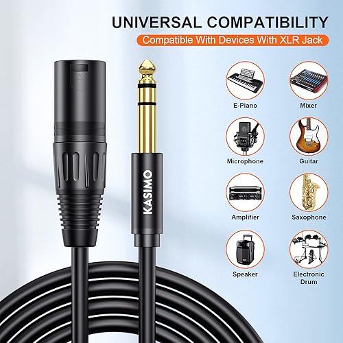 Miniatura 3 de KASIMO Cable TRS a XLR de 14 de pulgada, enchufe TRS equilibrado de 0.250 in de pulgada a XLR de 3 pines, 15 pies