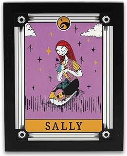 Open Road Brands Disney The Nightmare Before Christmas Sally Portrait Framed Wood Wall Decor - Fun Sally Decoration for Halloween, Purple/Orange