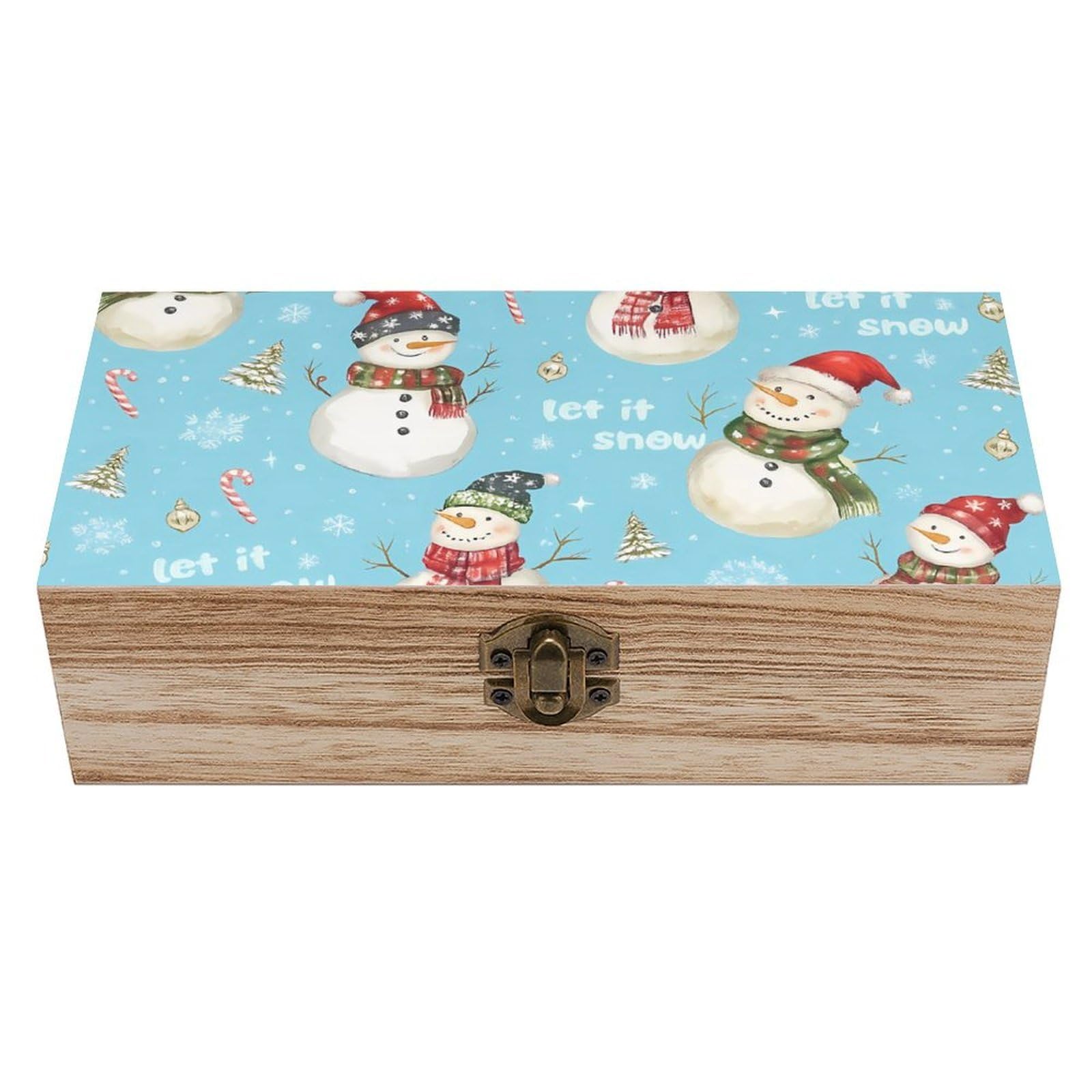 HLBSDM Christmas Snowman Retro Wooden Storage Box Jewelry Art Gift Boxs Decorative Keepsake Boxes