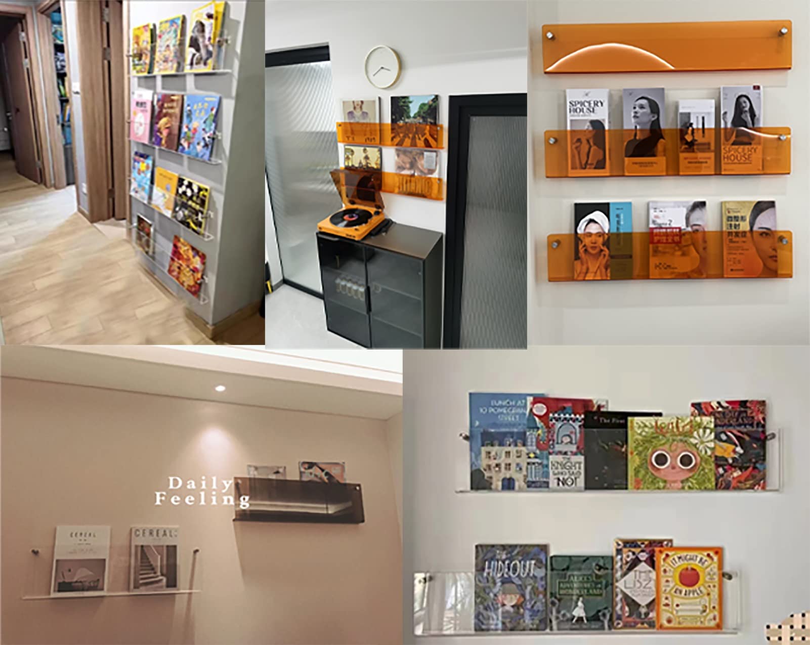 ZeitungsstäNder An der Wand Hängender Bücherregal-Zeitungsständer, Acrylbroschüren-Ausstellungsstand, Aktenordnerständer, Zeitschriftenhalter für die Heimdekoration, Einfach zu Montieren ( Color : Dar