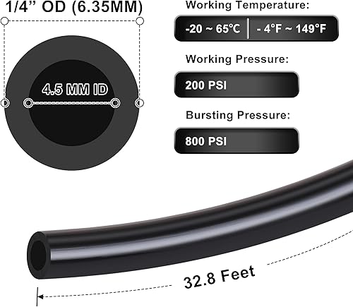 Miniatura 2 de Hromee Tubo de línea de aire de 14 pulgadas (0.250 in) OD Tubo neumático de nailon 32.8 pies 32.8 ft manguera de aire para sistema de freno de aire