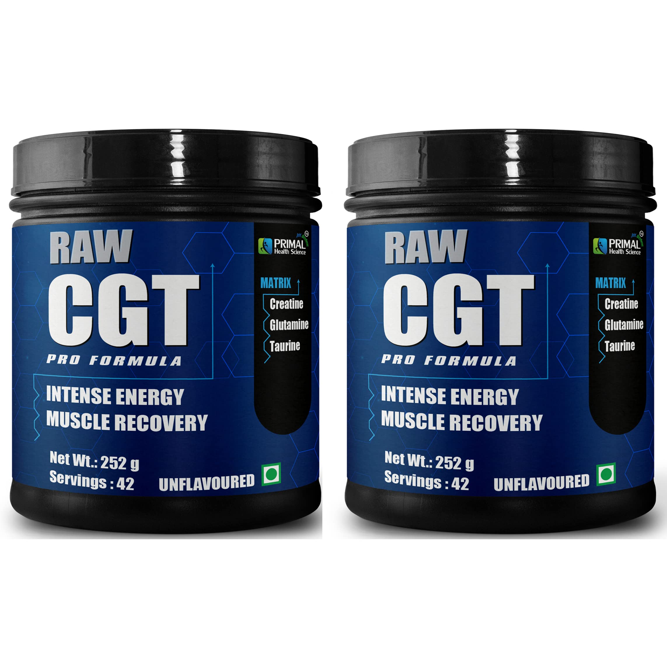 Raw CGT Pro Formula Blend Of Creatine Glutamine & Taurine 84 Servings | Faster Muscle Recovery | Reduce Fatigue | Best Pre Post Intra Workout (Pack of 2)