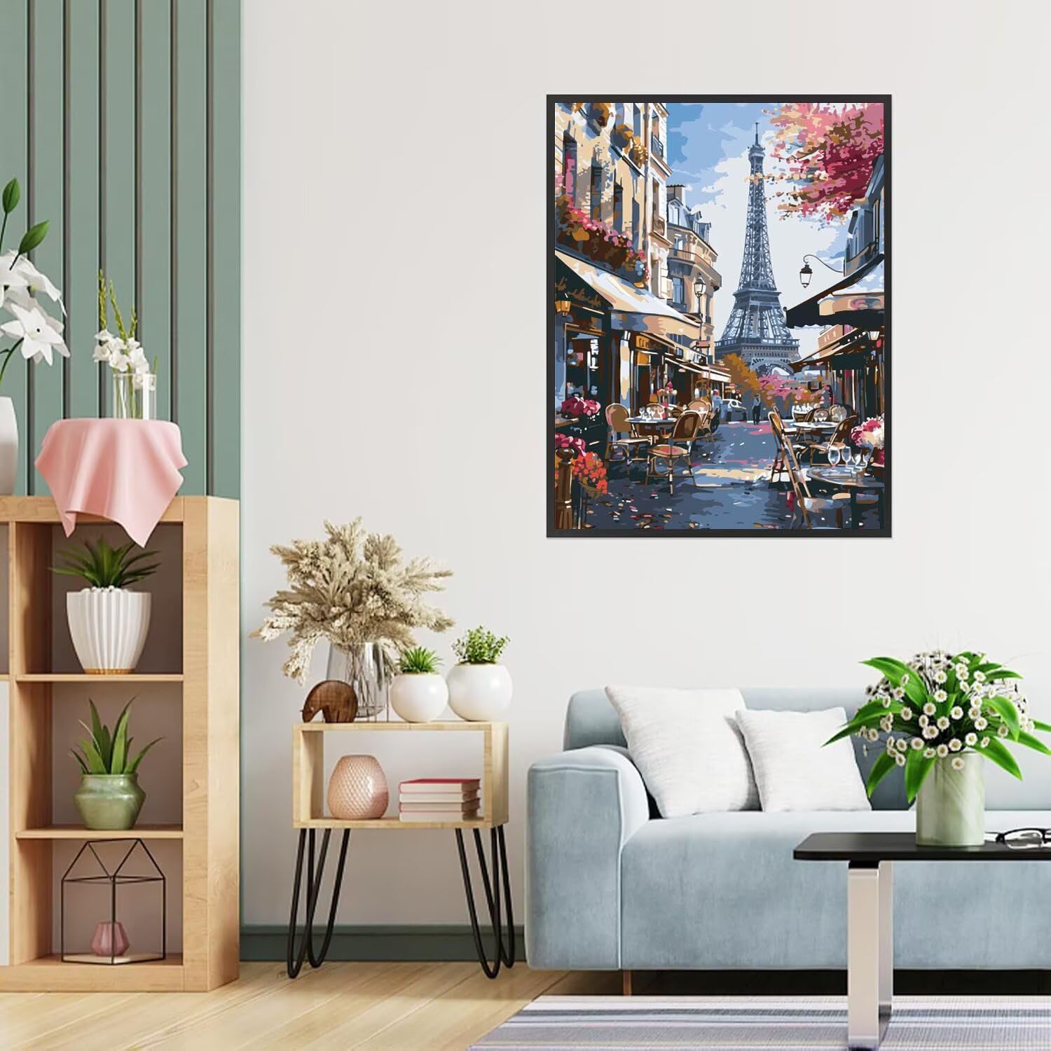 Dipingere con i Numeri Adulti torre, città Dipingere con i Numeri Bambini DIY Kit, Set Premium con Pennelli, Decorazione Casa & Creativo Regalo di Compleanno, Attività di Tempo libero 70x95cm z-415