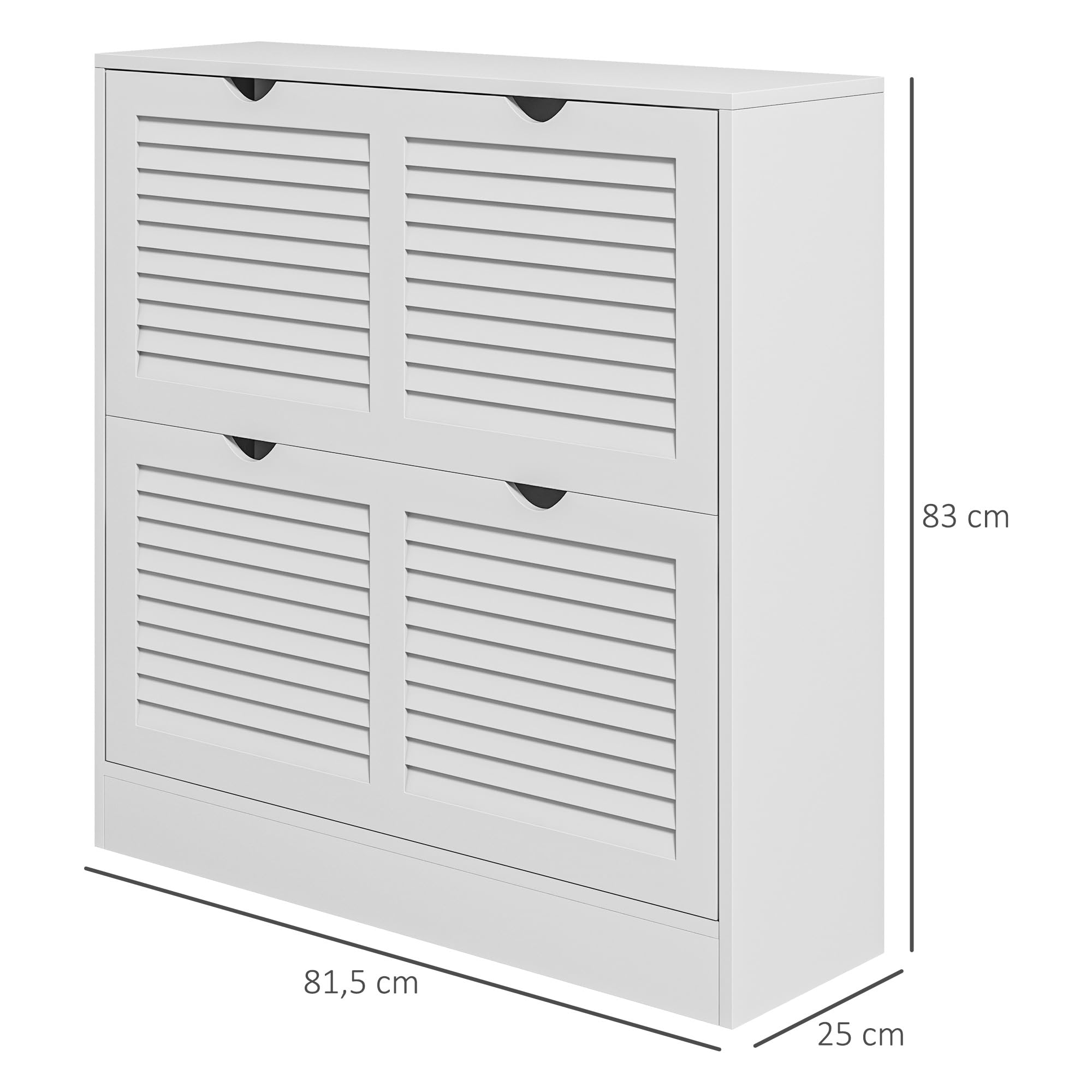 HOMCOM Zapatero Moderno de Entrada Recibidor con 2 Cajones Abatibles y Estantes Regulables para 16 Pares de Zapatos Zapatero Estrecho para Pasillo 81,5x25x83 cm Blanco