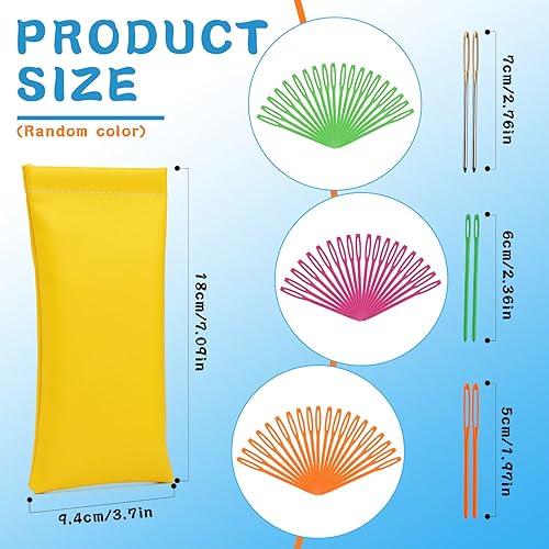 Miniatura 4 de Pnytty Juego de 88 agujas de hilo de 2.7 pulgadas, agujas de coser de plástico de ojo grande de colores, agujas de lona de plástico para ganchillo