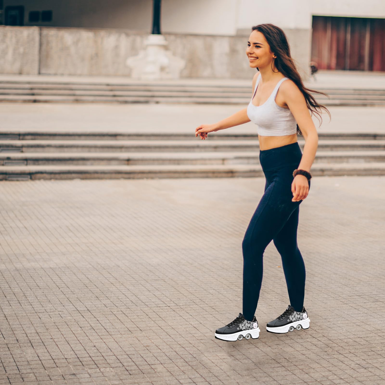 Schuhe mit Rollen fuir Madchen,Rollschuhe Kinder,Roller Skate Shoes Jungen,Roller Schuhe Damen,Verstecktes Rad Schuhe mit Roller als Weihnachts- und Geburtstagsgeschenke