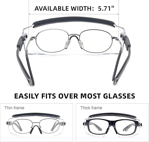 Miniatura 2 de UKNOW Anteojos de seguridad sobre lentes, gafas de seguridad antivaho con lente envolvente transparente, ANSI Z87.1 gafas protectoras