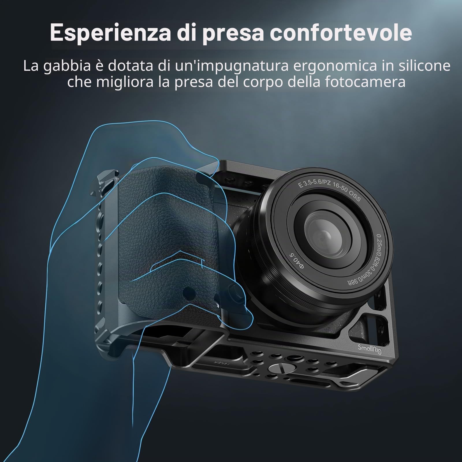 SMALLRIG Cage con Impugnatura in Silicone per Sony A6100 / A6300 / A6400-3164B