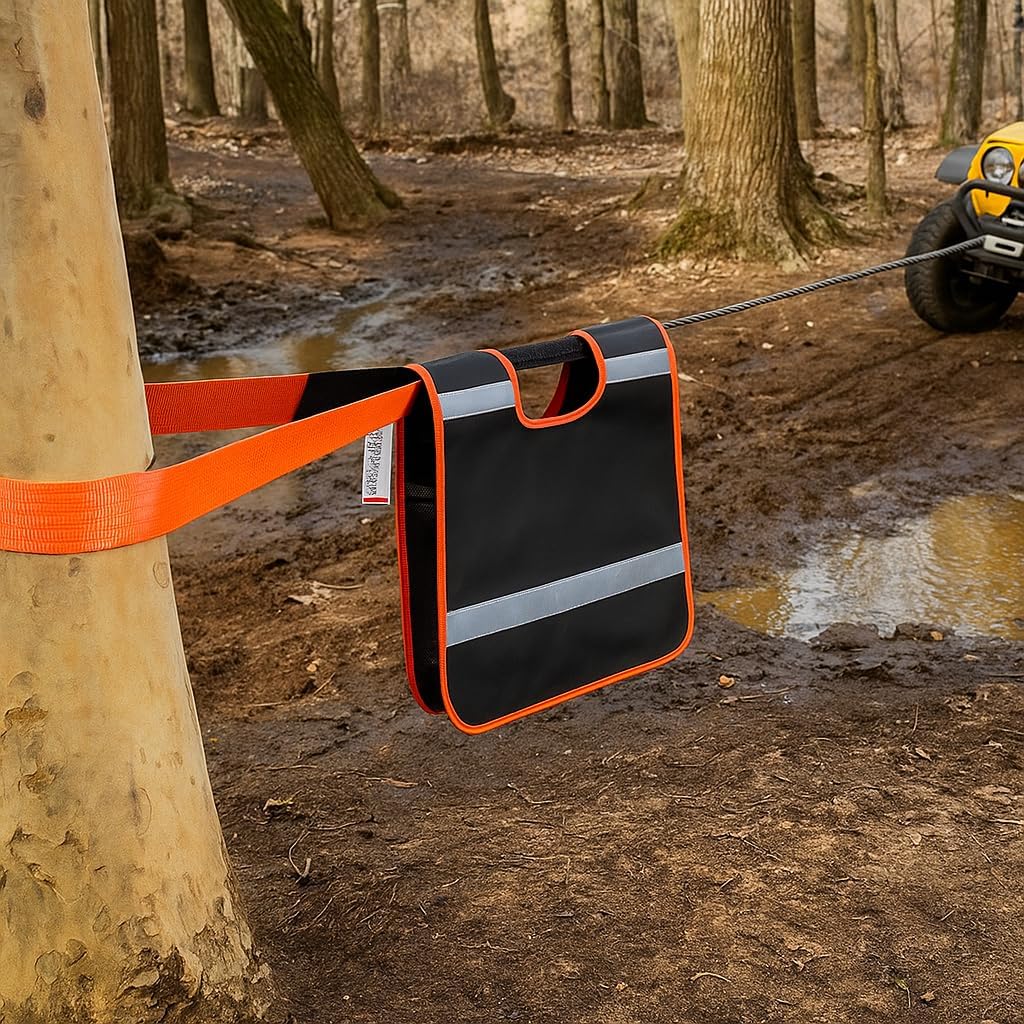 Heavy Duty Custom Winch Cable Dampener Blanket, Personalized Safety Recovery Winch Line Protector (Black-1)