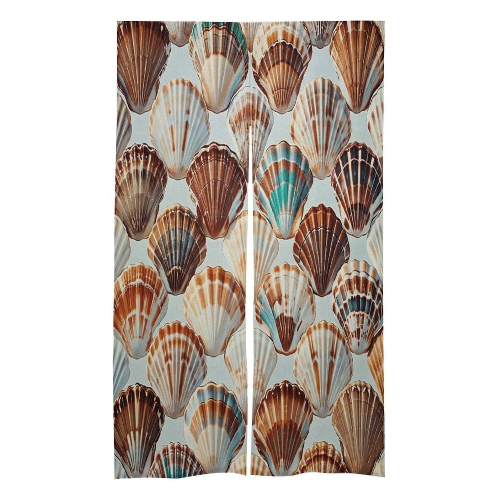 Rideau de porte occultant coquillages pour créer un salon cosy