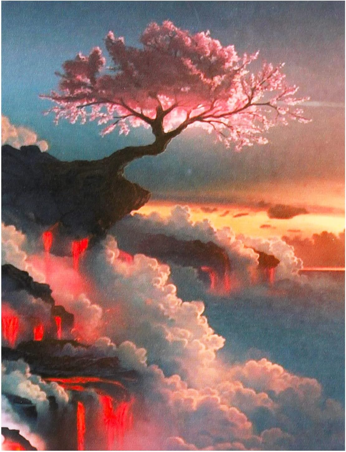 HONGMING 25cm x15cm Inch DIY Oil Painting Paint by Number Kit for Adult Kids,Diy Oil Painting Drawing Colourful Canvas with Brushes Decor Decorations Gifts (Evening tree)