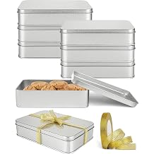 Metal Tins Box With Lid, 8 Pack Cookie Tins With Lids Tin Containers With Lids For Treats, Gifts, Favors, Candle And Crafts 4.92 x 3.54 x 2.36