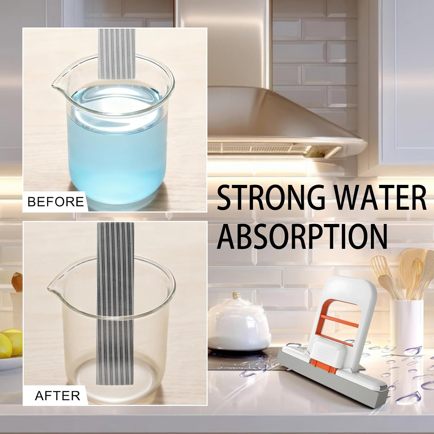 2Pcs Mini Foldable Desktop Mop,Self Squeezing Sponge Mop,Portable Versatile Mop Wet and Dry Use for Small Spaces, Bathroom, Kitchen,Desktop,Glass