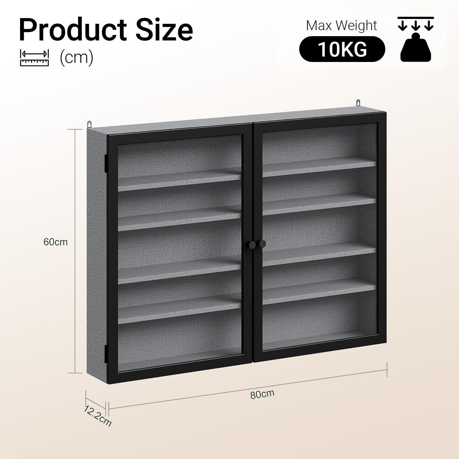 SoBuy Sammlervitrine 10cm tief 5 Ebenen Wandvitrine für Figuren, Modelle