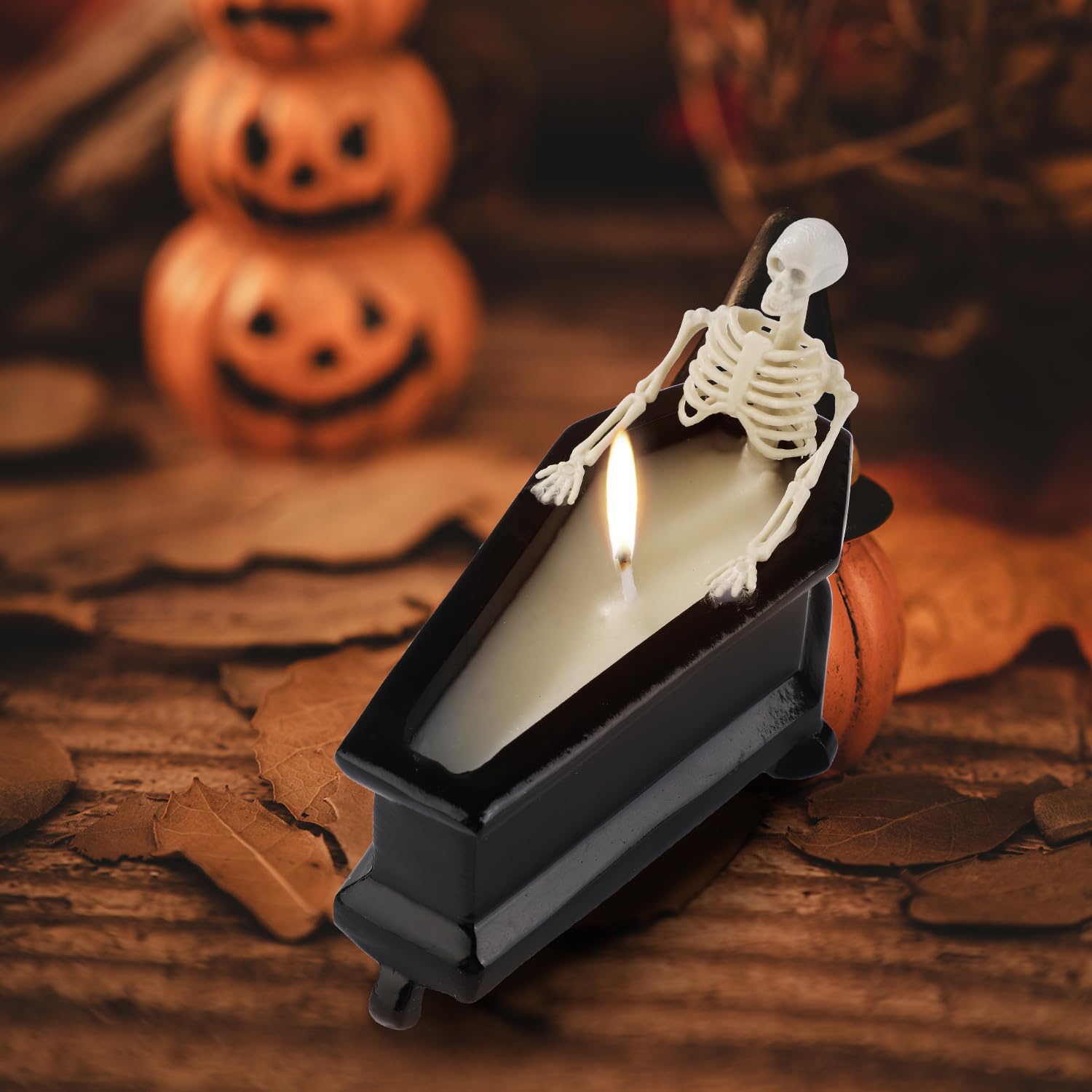 Bougie Parfumée Cercueil Squelette Gothique Halloween - Lavande & Cire Soja Naturelle