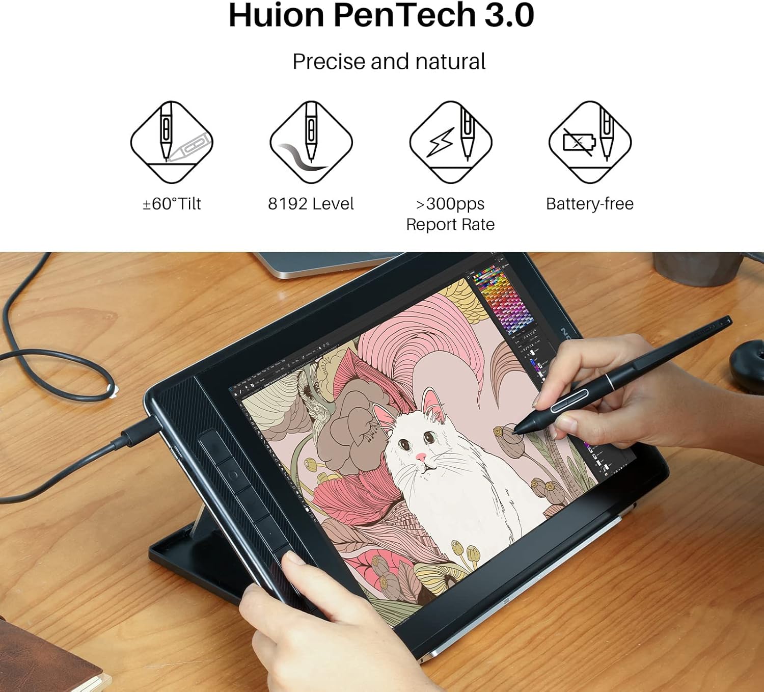 HUION Kamvas Pro 13 2.5K QHD Graphics Monitor Drawing Tablet with Screen and Skeleton Artist Glove