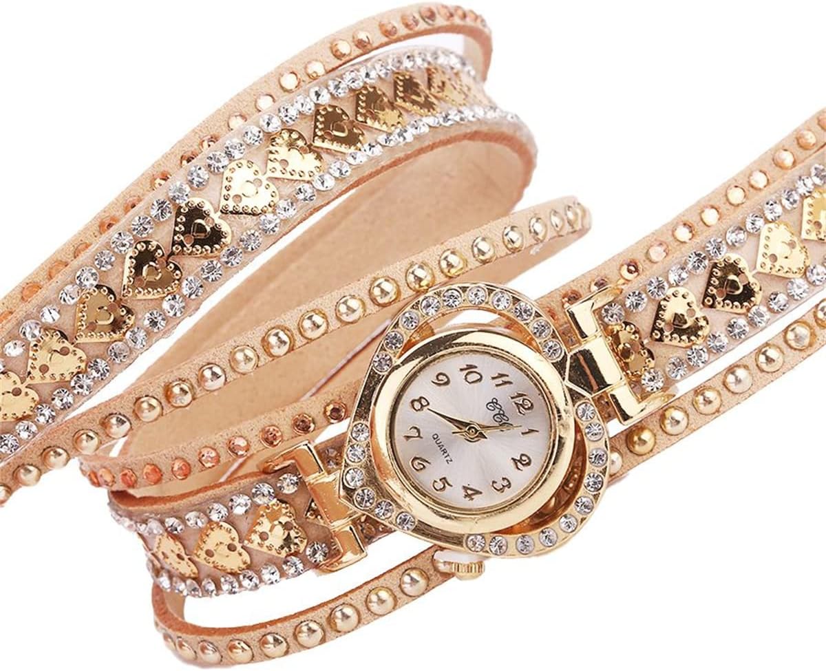 CdyBox Women's 6 Pack Inlay Diamond Wrist Watches Wrap Around Bracelet Analog Quartz Dress Wrist Watches Gifts